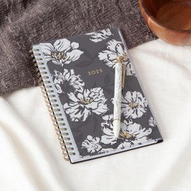 Blue Sky 2025 Weekly and Monthly Planner Calendar, January 2025 - December 2025, 5" x 8", Clear Pocket Cover, Laminated Tabs, Wirebound, Storage Pocket, Baccara Dark