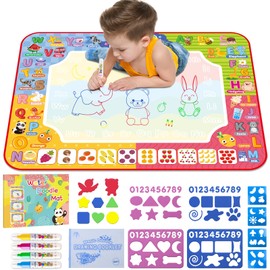 Water Doodle Mat 32 x 24 Inches Kids Water Painting Doodle Drawing Mat Toy Writing Free Coloring Extra Large Magic Educational Toys for Boys Girls Age 3 4 5 6 7 8 Year Old Christmas Birthday Present