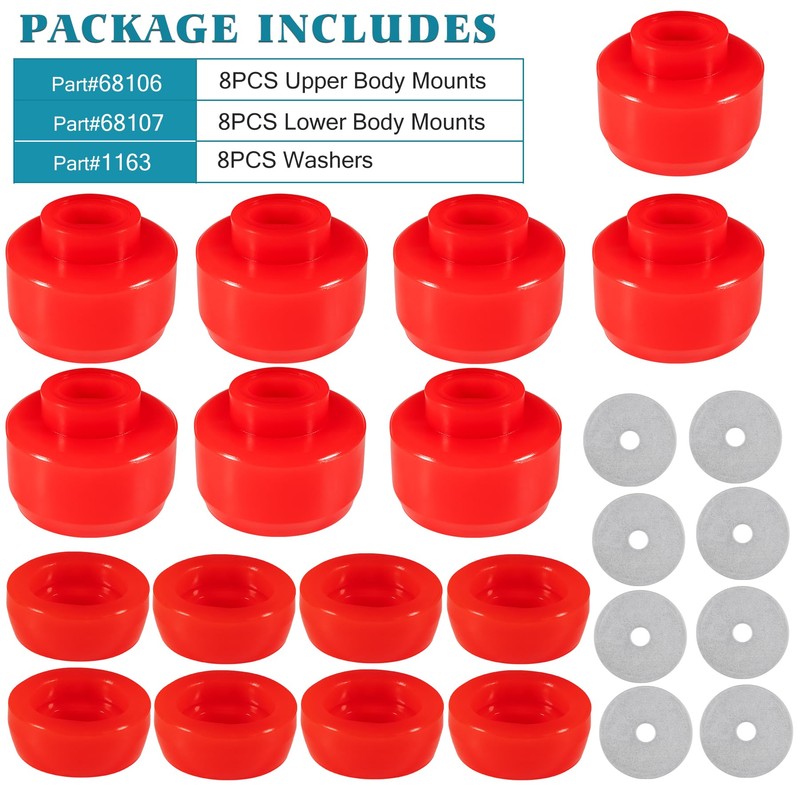 BELIFLY 7-141 Body and Cab Mount Bushing Kit Compatible with