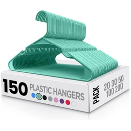 Utopia Home Utopia Home Plastic Hangers 150 Pack - Perfect Space Saving Clothes Hanger - Durable and Strong - Perfect Closet Organizers with Shoulder Grooves (Aqua)