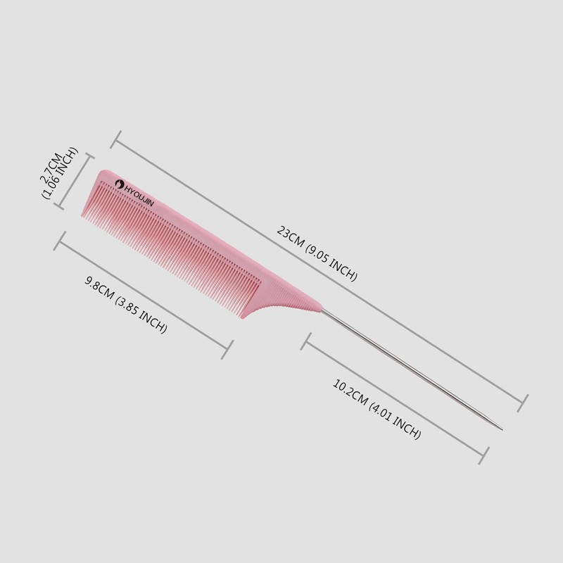 HYOUJIN Rattail Carbon Comb - Wide Tooth, Teasing, Metal Parting,