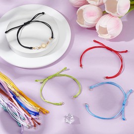 UNICRAFTALE 36pc 12 Color Nylon Twist Cord Adjustable Braided Link Chain Bracelet Making Set 5.11 inch(13cm) Slider Bracelets for Jewelry Making