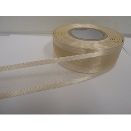 2 metres x 25mm Edged Organza Ribbon Cream Double Sided Satin Edge Sheer 25 mm 2.5cm