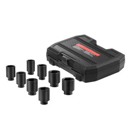 Happybuy Axle Nut Impact Socket Set,1/2" Drive Deep 12-Point 8-Piece Metric Spindle Nut Socket Set, CR-MO Heat Treated Large Socket Set with Storage Case, Auto Repair, Removing or Installing Axle Nuts