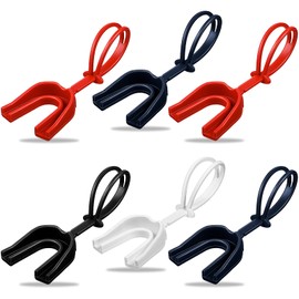 6 Pieces Strapped Mouth Guard Sports Mouthguard with Strap Football Boxing Mouthpiece Adult Youth Mouth Guard for Braces Soft Mouthguard for Football Basketball Hockey Wrestling (Colorful)