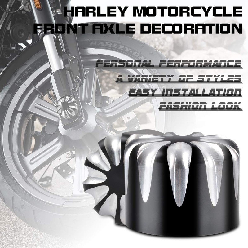 KaTur Motorcycle Black CNC Deep Cut Front Axle Nut Cover