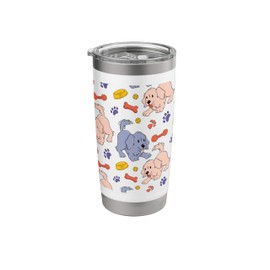 Puppies playful pastel bones paw print food bowl toys Dogs Stainless Steel Insulated Tumbler