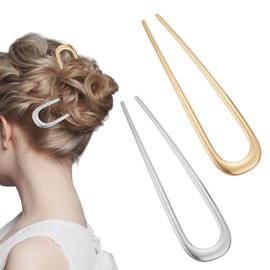 Hanyousheng 2 Pcs Metal French Hair Pins, U-Shaped Hair Pins French Twist Hair Pins, French Pins for Thick Hair, Hair Sticks for Buns, Hair Pins for All Hair Types, for Women Hairstyle Accessories