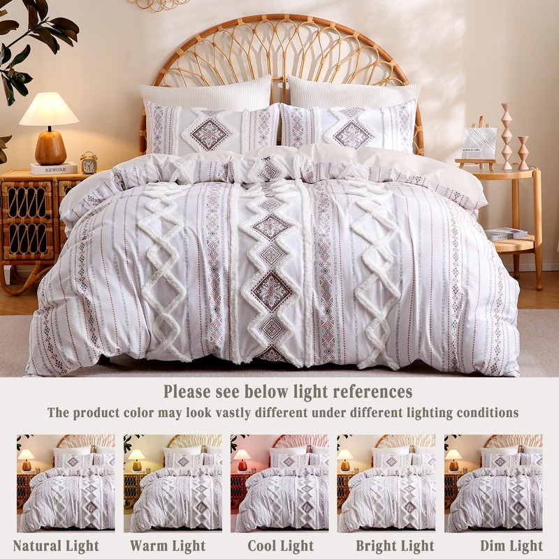 Herside Light Brown 100% Cotton Duvet Cover Set King Size,