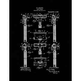 Safety Razor Patent Print Black Matte (16" x 20") M12424