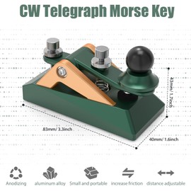 CW Morse Code Key - Pocket Morse Code Telegraph Key Aluminum Alloy Base Grey for Amateur Radio Ham Operators, Adjustable Tension (Green)