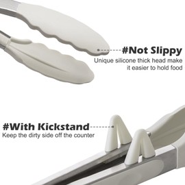 9" Kitchen Tongs, 3Pcs Tongs for Cooking with Silicone Tips, Food Grade Small Silicone Tongs, Mini Serving Tongs for BBQ Salad(Black,Grey, White)