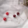 2 Pairs3D Red Cherry Dangle Drop Earrings Lifelike Crystal Simulation