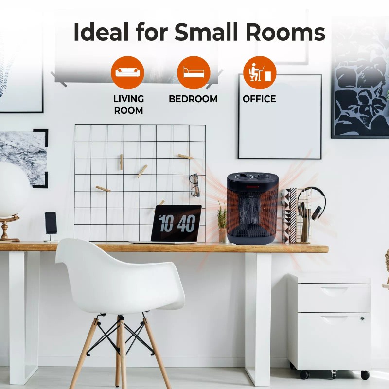 Comfort Zone Desktop Space Heater with Adjustable Thermostat & Tip-Over