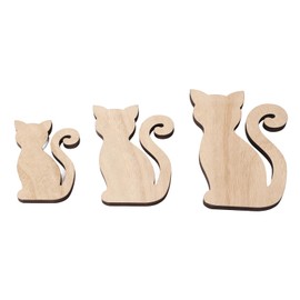 6Pcs Wooden Cat Cutouts, 3 Sizes Unfinished Wood Cat Shape Cutouts Blank Animal Display Decoration for DIY Crafts