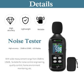 Decibel Meter, Digital Sound Level Meter Reader with 35 to 135 dB Noise Tester, Digital LCD Sound Level Meter with Noise Measurement