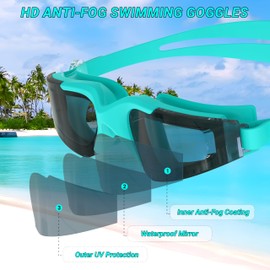 Ambienden Swimming Goggles Men Women with UV Protection HD Lens Swimming Goggles Anti-Fog Waterproof for Beach Pool Comfort Fit Unisex Diving Goggles Adults and Teenagers