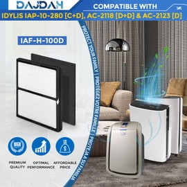 Idylis Air Purifier Replacement Filter IAF-H-100D for Idylis Air Purifier IAP-10-280 IAP10280 [C+D] AC-2118 [D+D] AC-2123 [D] with Idylis Air Purifier Filter D, 4 H13 HEPA Filter & 8 Carbon Pre-filter