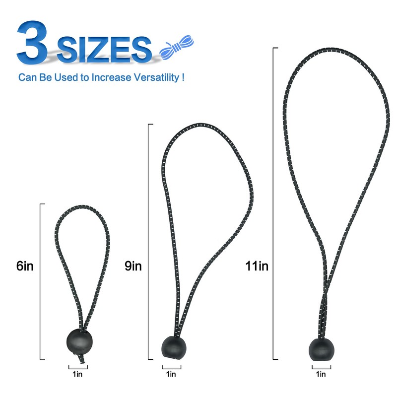 Axelord Ball Bungee Cord, 50 Pack, 6-Inch