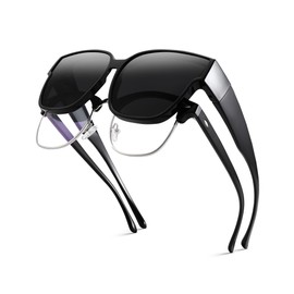 Pro Acme Polarised Men's Sunglasses, Oversized Space Over Glasses Shades for Men Women Wrap Around UV Protection, A1 Matte Black | Black