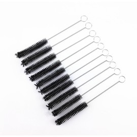 yueton Pack of 10 Black Nylon Tube Pipe Nozzle Brush Dia 10mm with Wire Loop Handle