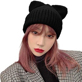 Bellady Cat Hat Beanie with Cat Ears for Women Knit Womens Hat Girls,Beige