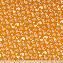 Windham Fabrics Sweet Oak Striped Pear Squirrels Ochre, Quilting Fabric by the Yard
