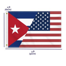 2×3 FT Cuba America Friendship Flag,Medium 60×90CM 150D Cuban USA Outdoor Banner,Double Side Printing American Decor For Patio Garden With Brass Gromment