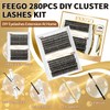 FEEGO Fluffy Eyelash Extensions Kit With Cluster Lashes, Eyelashes Extensions