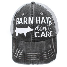 BARN Hair Heifer Sheep Goat Pig Horse Chicken Trucker Hats and CAPS Farm Girl Hats (BARN-Hair-Pig)
