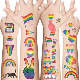 10 Sheets LGBTer Pride Day Temporary Tattoo Sticker Rainbow Pattern Love Is Love Flash Waterproof Fashion Body Art Men Women Child