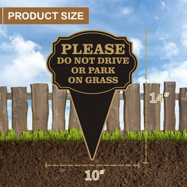 Double Sided Yard Sign,Do Not Drive or Park on Grass Sign with Stake – 10"x14" Rust-Free Aluminum, Fade-Resistant, Easy Installation, High-Visibility No Parking on Grass Yard Sign for Outdoor Use (NO PARKING ON GRASS-1PACK)