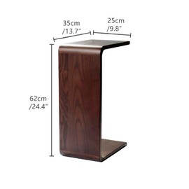 YLACMALS Simple C Shaped End Table Couch Side Table, Item Placement Computer Office Side Table, Solid Wood Frame for Living Room Bedroom Side Tables, Walnut Color