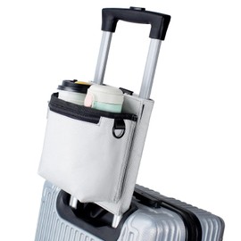 Luggage Travel Cup Holder with Luggage Straps Free Hand Drink Caddy Beverage Holder Travel Accessories Gift for Flight Attendants Businessmen Travelers Fits Roll on Suitcase Handles Light Grey