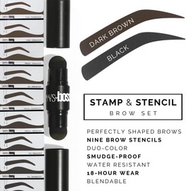 Brows by Bossy Dual-Color Eyebrow Stamp Stencil Kit with 9 Reusable Eyebrow Stencils for Professional Brow Stamping Shaping Kit and Instant Long Lasting Filling and Waterproof Tinting Definer