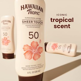 Hawaiian Tropic Sheer Touch Ultra Radiance Lotion Sunscreen SPF 50, 8 Fl Oz Twin Pack, Hawaiian Tropic Sunscreen SPF 50, Sunblock, Oxybenzone Free Sunscreen, Body Sunscreen Pack, 8 Fl Oz each