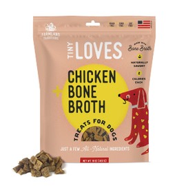 Farmland Traditions Tiny Loves Jerky Trainer Treats for Dogs w/Bone Broth (Chicken, 6 oz.)
