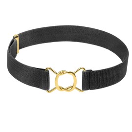 HOLD’EM Kids Belts for Boys Brass Twisted Buckle Belt -Black