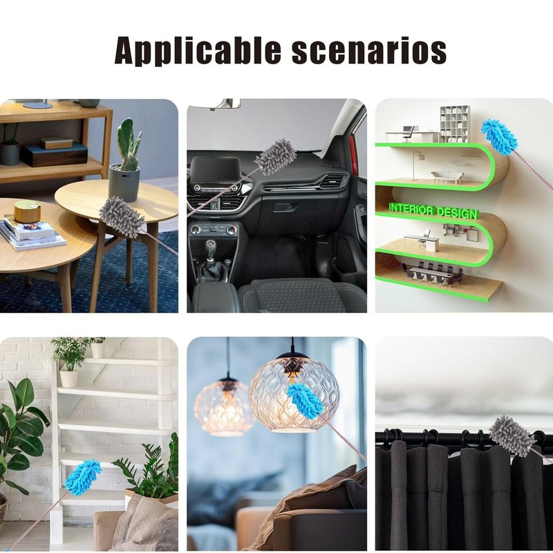 ElevaPulse Pack of 4 Long Telescopic Washable Flexible Dusters with