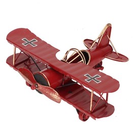 Caredy Avionetas de Metal Modelo Retro, Decoracion Vintage Mini Modelo del Aeroplano de Hierro Forjado Colgante Colgante Aviones Biplano Juguetes de Hojalata(Rojo)