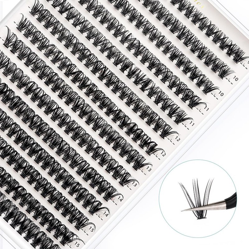 Bransfy False Eyelashes Clusters 280pcs DIY Eyelash Extension D Curl