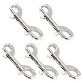 Xihuimay Pack of 5 Double Ended Bolt Snap Hook 3.5" Zinc Alloy Spring Hook Nickel Plated Metal Clips Trigger Chain Clips Multipurpose Hardware Buckle for Horse Tack Dog Leash Garage Use, Silver