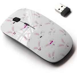 2.4G Wireless Mouse with Cute Pattern Design for All Laptops and Desktops with Nano Receiver - Collection Funny Bunnies