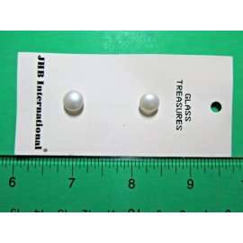 (2) VINTAGE 3/8" JHB WHITE GLASS TREASURES SHANK BABY DOLL BUTTONS NOS-U34