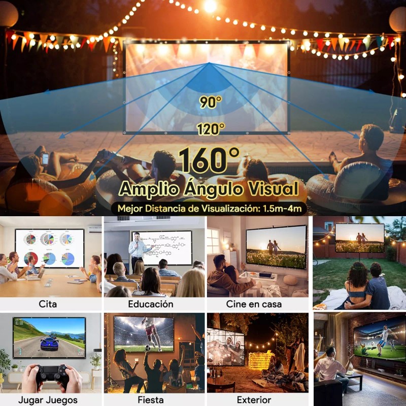 StarFly Pantalla De Proyector De 120in 16: 9 Hd 4k