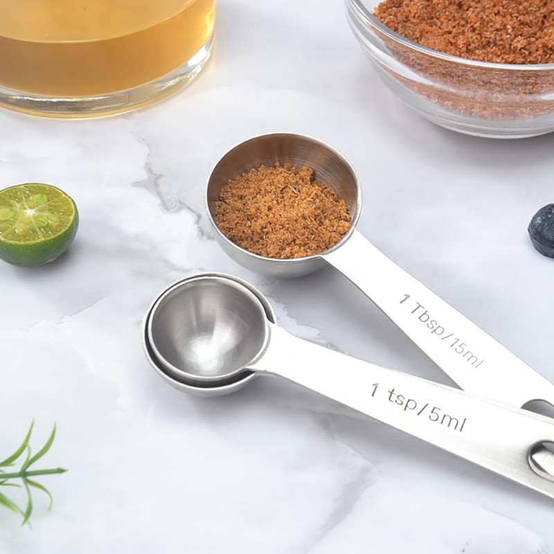 2 Pcs 10ml Stainless Steel Measuring Scoops Dry Liquid Ingredient