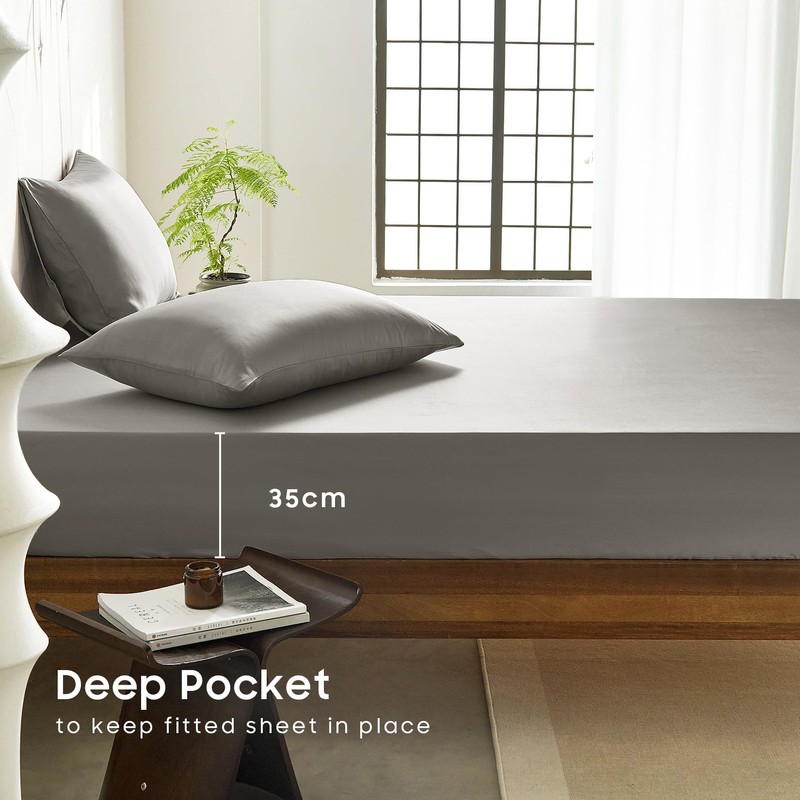 Wake In Cloud - 100% Bamboo Fitted Sheet Set, 3