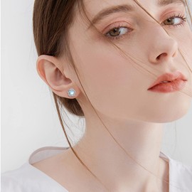Moonstone Earrings for Women 925 Sterling Silver Moonstone Stud Earrings Jewellery Gifts for Women Girl (C-Moonstone stud earrings)
