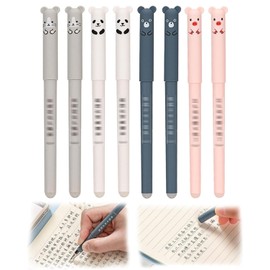 LEEQBCR 8 pieces erasable ballpoint pen, 0.5 mm, Kawaii gel pen, erasable gel pen, cute cartoon animal pens for children, students, office, gift