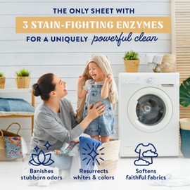 Cleancult Laundry Detergent Sheets - Resealable Box - 3 Stain Fighting Enzymes - Juniper Sandalwood - 60 Loads - Free of Harsh Chemicals - No Mess - No Plastic Waste